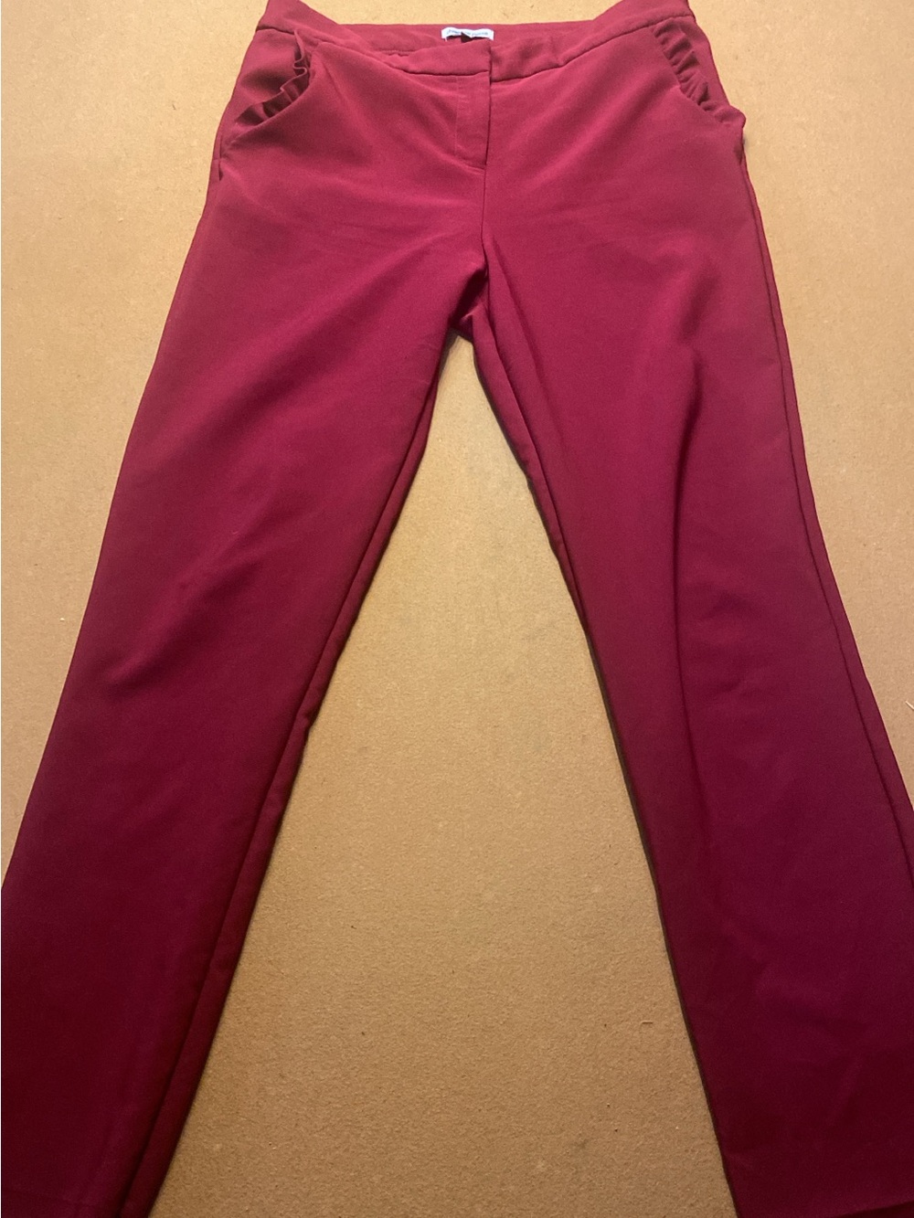 Charlotte Russe Slim Ponte Pants in Wine Red